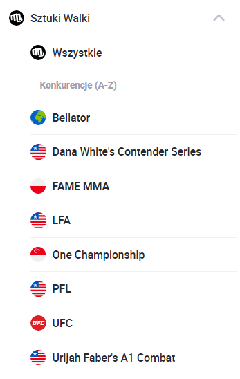 Typy MMA w ofercie Betclic