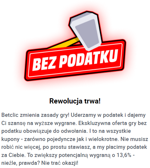 Gra bez podatku jako bonus dla stałych graczy w Betclic