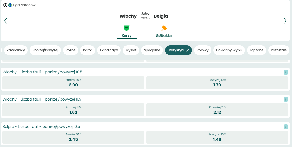 Typy bukmacherskie z oferty Betfan na statystyki w piłce nożnej