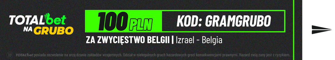 Promocja bukmacherska Izrael - Belgia gramgrubo baner