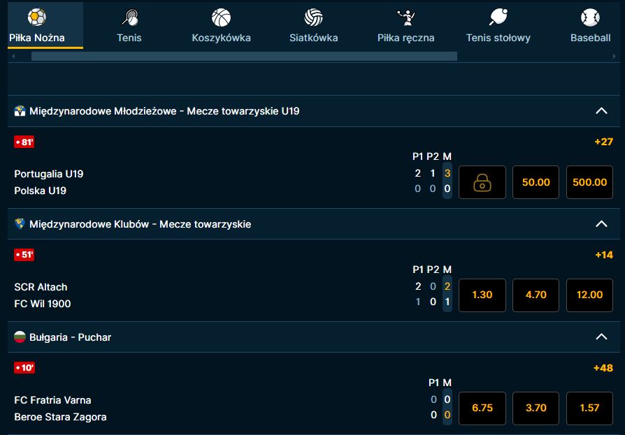 Zakłady live admiralbet