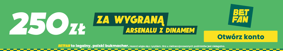 Asenal - Dinamo Zagrzeb promocja bukmacherska Liga Mistrzów 22.01 baner