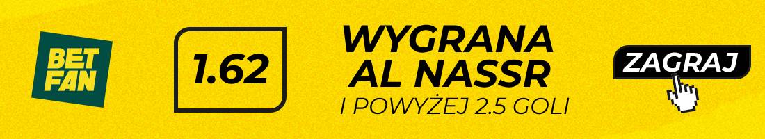 Al Nassr Al Oukhoud typy bukmacherskie (wygrana Al Nassr i powyżej 2.5 goli)