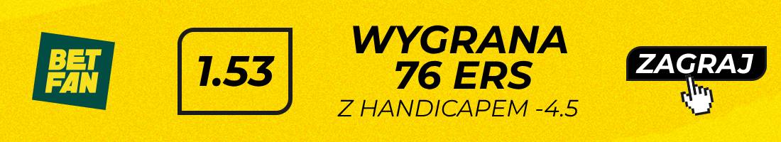 Nets 76ers typy bukmacherskie (wygrana 76ers z handicapem -4.5)