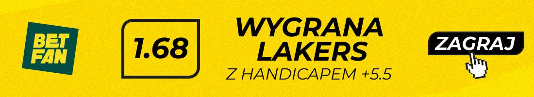 Lakers Pacers typy bukmacherskie (wygrana Lakers z handicapem +5.5)