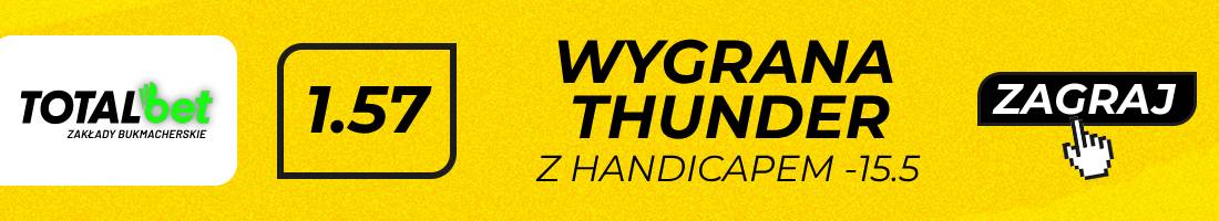 Thunder Raptors typy bukmacherskie (wygrana Thunder z handicapem -15.5)