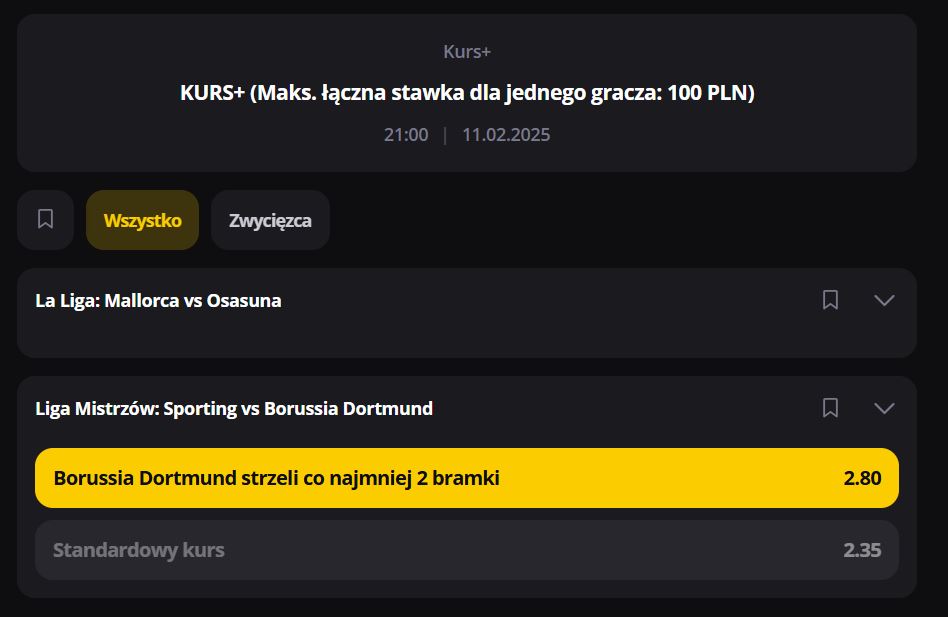 lvbet kurs+ promocja bukmacherska Liga Mistrzów