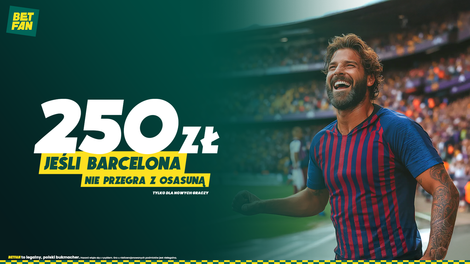 Promocja bukmacherska - 250 zł jeśli Barcelona nie przegra z Osasuną