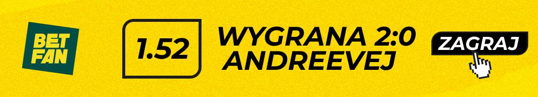 Kudermetova Andreeva typy bukmacherskie (wygrana Andreevej 2:0)