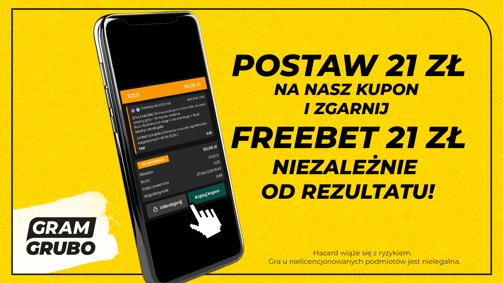 Promocja postaw 21 zł i odbierz 21 zł