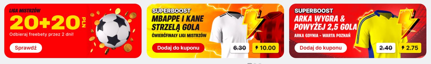 Promocja bukmacherska Liga Mistrzów 08.04 Superbet