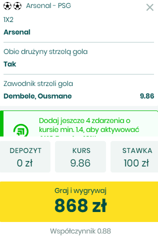 arsenal psg typy bukmacherskie ako