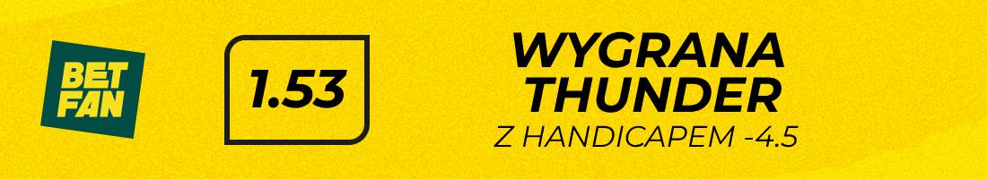 Thunder Timberwolves typy bukmacherskie (wygrana Thunder z handicapem -4.5)