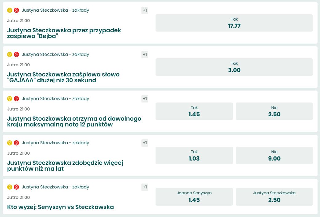 justyna steczkowska zakłady bukmacherskie