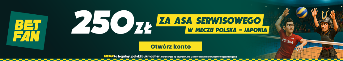 Polska - Japonia promocja bukmacherska as serwisowy baner