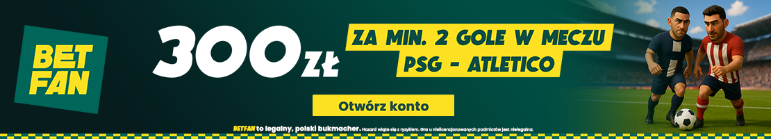 Promocja bukmacherska PSG - Atletico Madryt baner