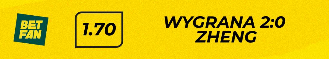 Samsonova Zheng typy bukmacherskie (wygrana 2:0 Zheng)