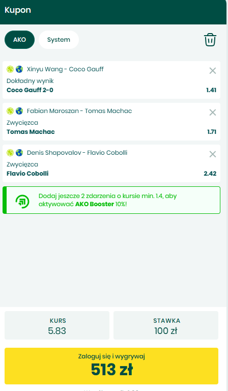 Typy Gram Grubo na 19.06: Gauff, Machac, Shapovalov