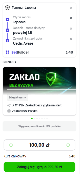 Betbuilder Tunezja Japonia Totalbet