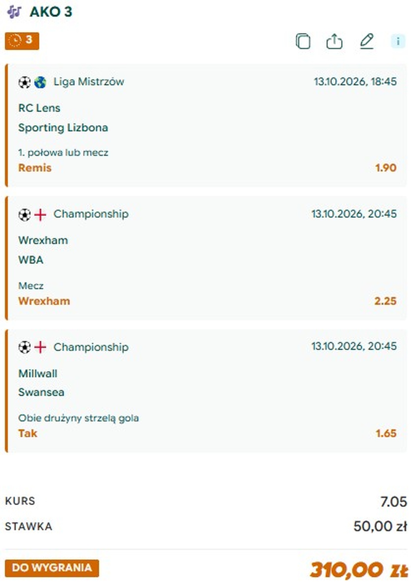 Typy Gram Grubo na 13.10: Millwall, Wrexham, Sporting